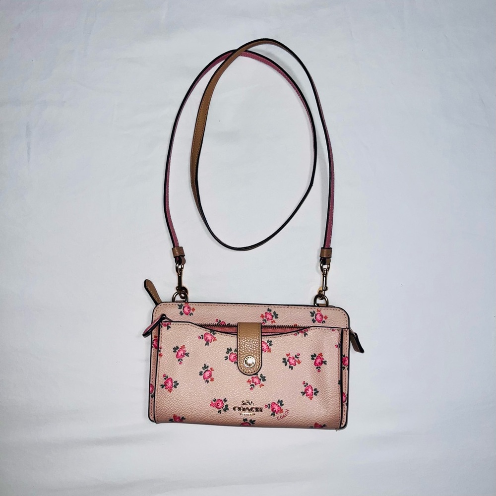 COACH Floral Mobile Wallet Crossbody Bag